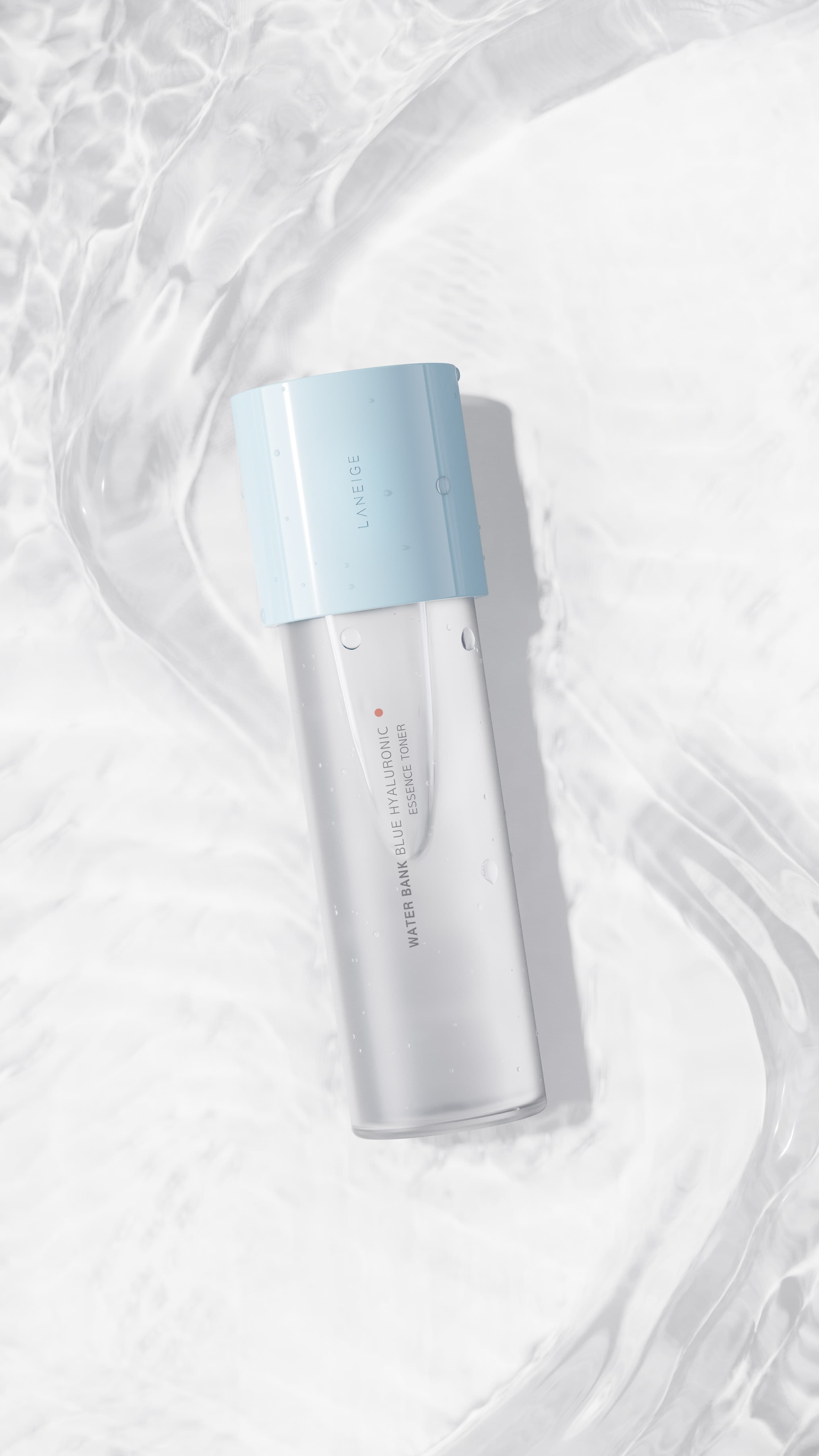 Laneige Water Bank toner lying in rippling water