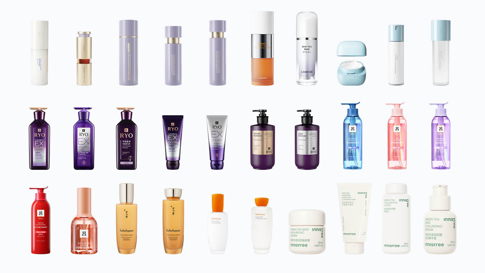 Library of digitized Amore Pacific skincare and haircare products